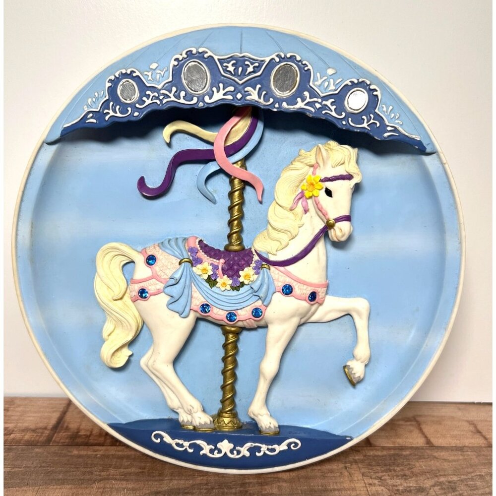 Vtg Bradex Sweet Stander Carousel Horse Collector Decorative Plate Plays Music